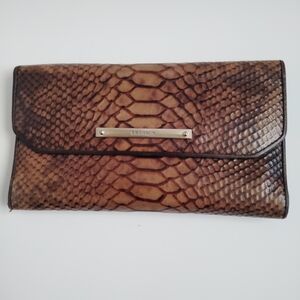Brahmin Ady Wallet Brown Pecan Leather Croc Embossed Melbourne Bifold Wallet